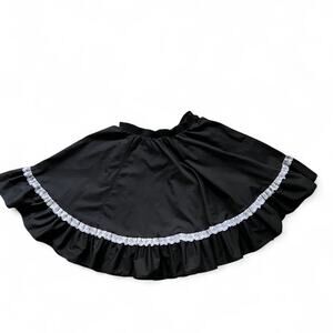 Vintage Partners Please Black Prairie Skirt Lace Trim Elastic Waist USA S